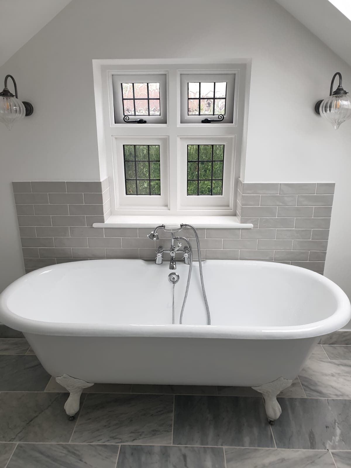 Detailed bathroom wall and floor tiling work