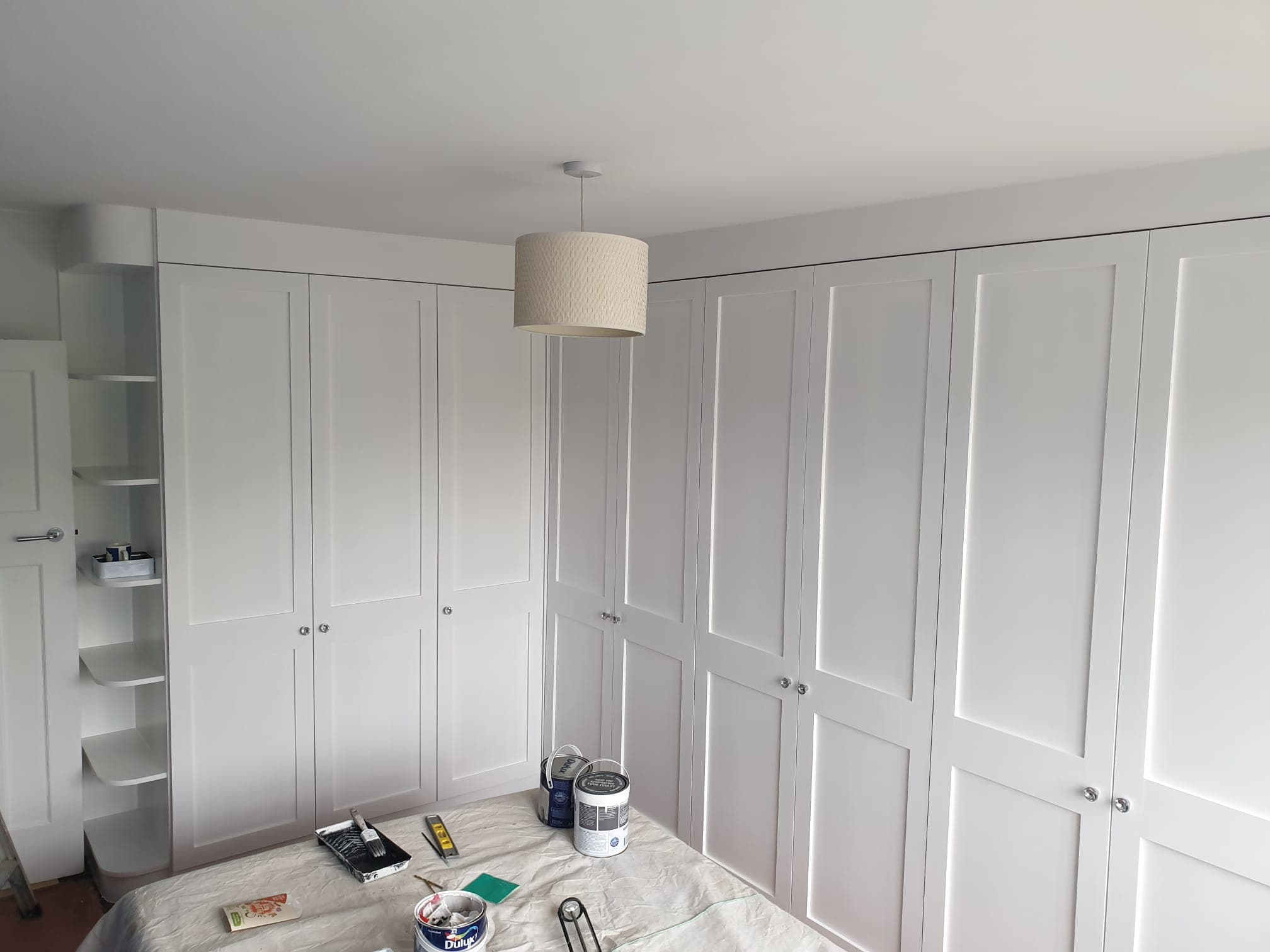Bedroom fitted storage and wardrobe system